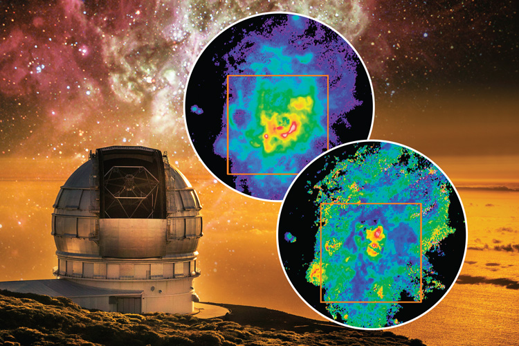 Las imágenes de la derecha muestran los datos preliminares del nuevo módulo de alta resolución NEFER, de la nebulosa extragaláctica NGC 604, en la galaxia del Triángulo.